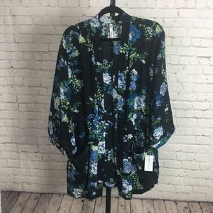 NY Collection Women's Floral-Print Layering Kimono
